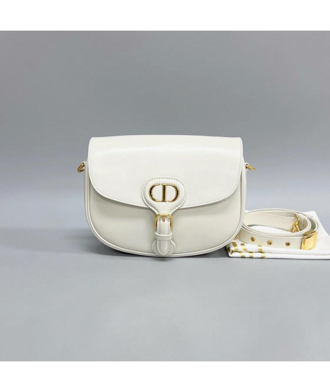 CHRISTIAN DIOR Белая кожаная сумка через плечо, фото 5