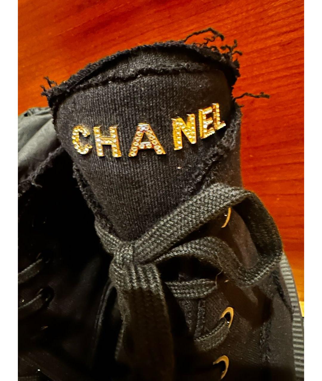 CHANEL Черные текстильные ботинки, фото 2