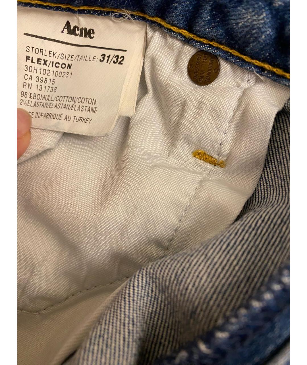 ACNE STUDIOS Голубые хлопковые джинсы слим, фото 4