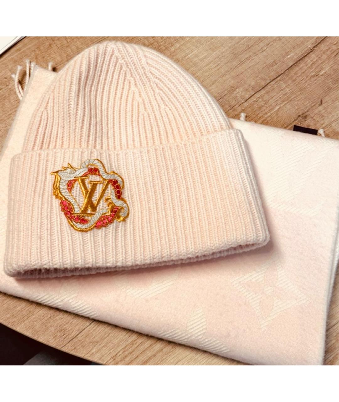 LOUIS VUITTON Розовая шерстяная шапка, фото 7