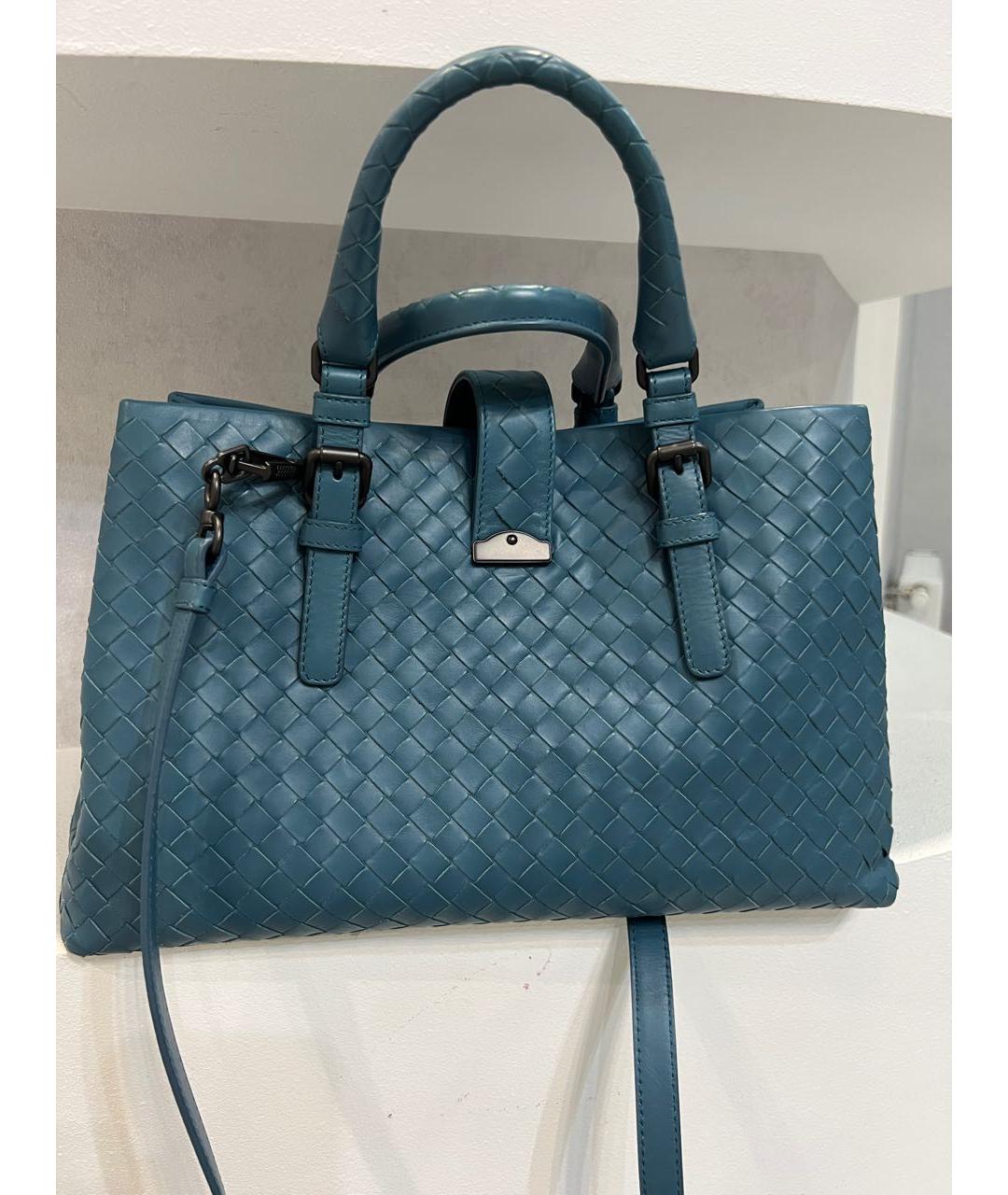 BOTTEGA VENETA Голубая кожаная сумка с короткими ручками, фото 2