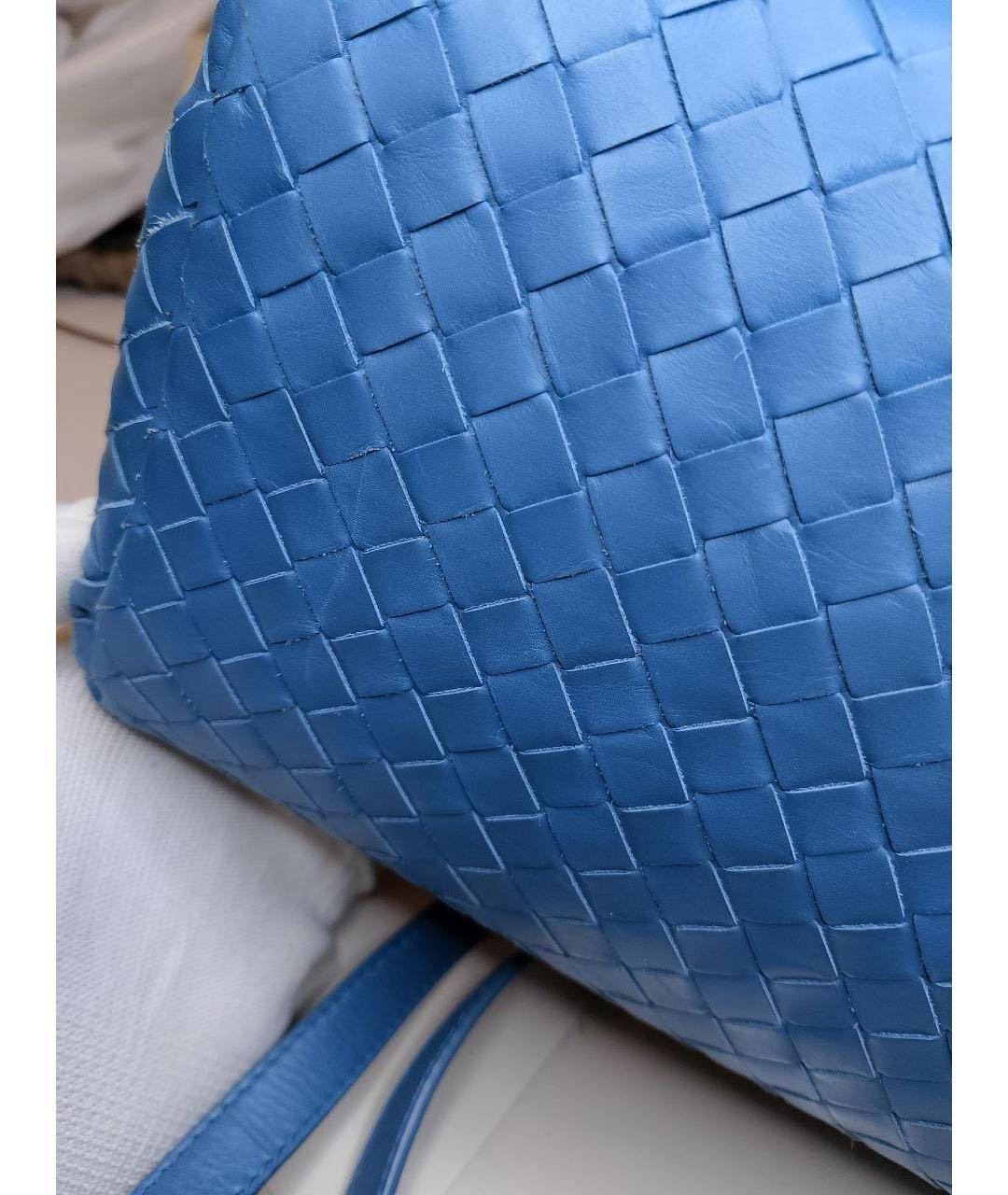 BOTTEGA VENETA Голубая кожаная сумка с короткими ручками, фото 5