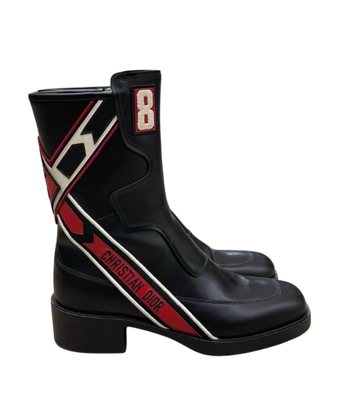 CHRISTIAN DIOR Черные кожаные ботинки, фото 1