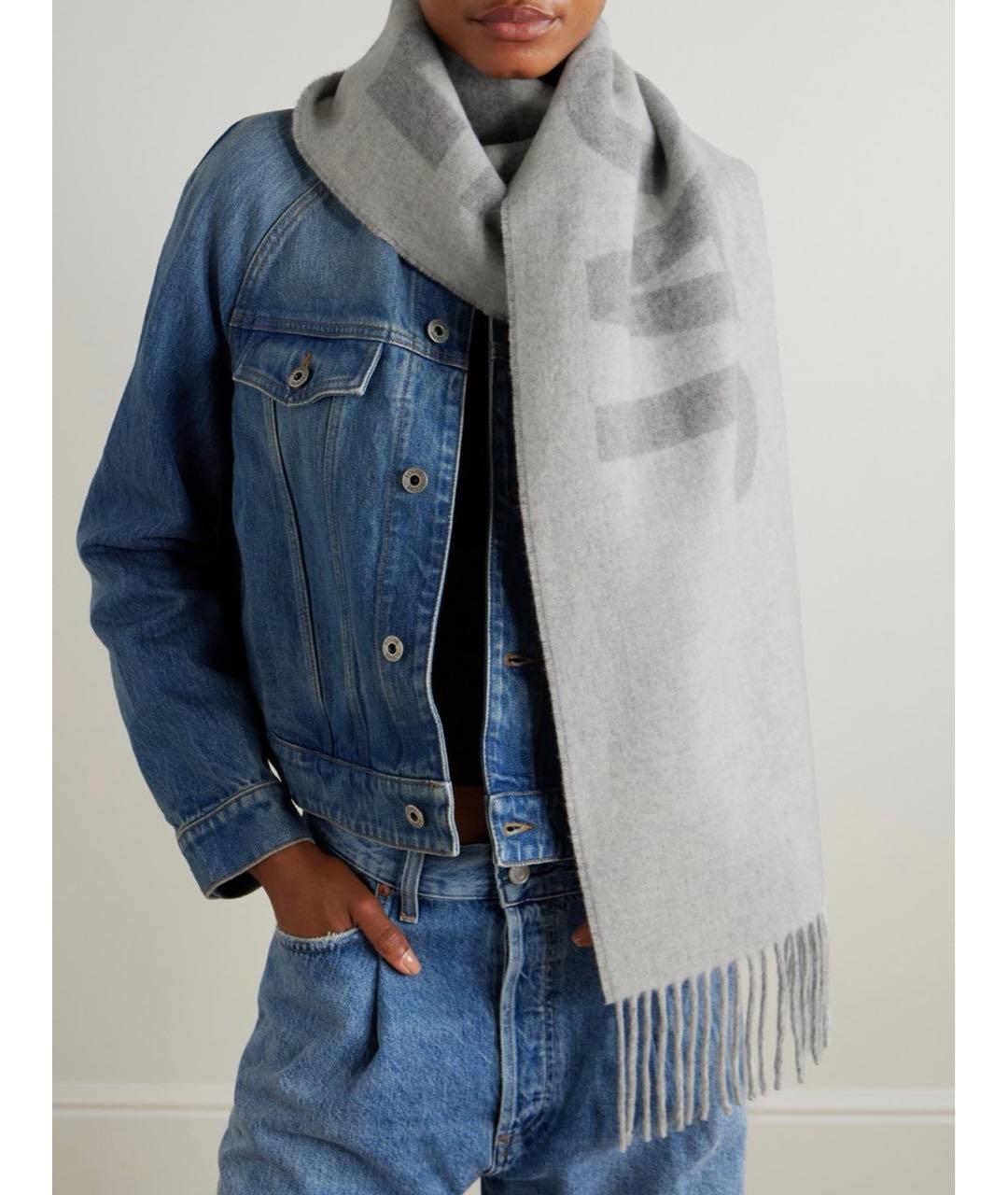 JACQUEMUS Серый шерстяной шарф, фото 2