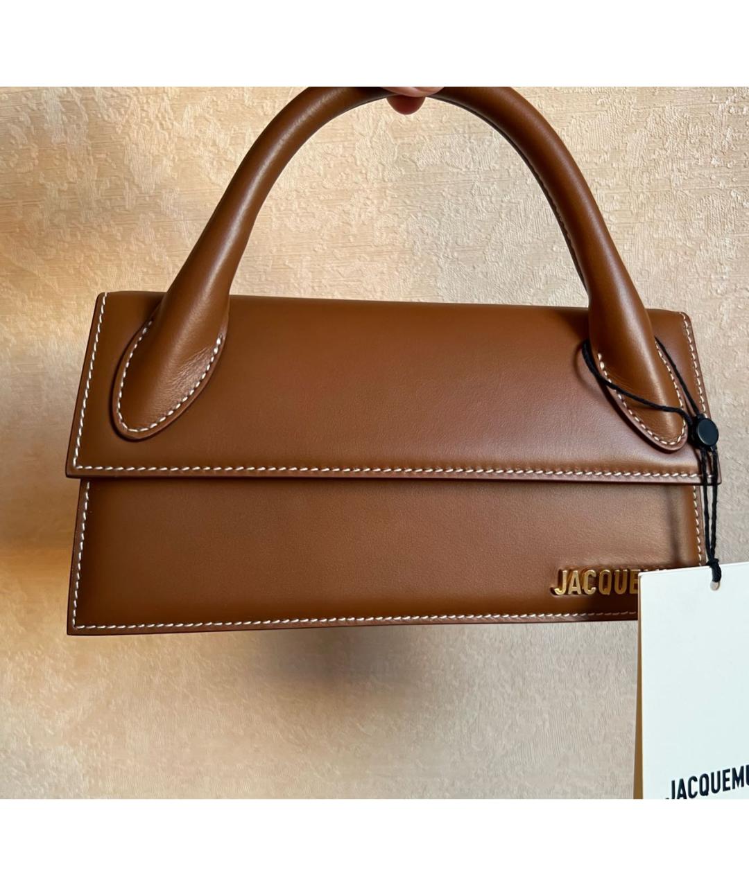 JACQUEMUS Коричневая кожаная сумка через плечо, фото 5