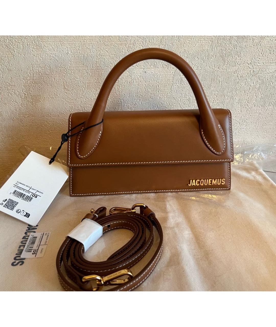 JACQUEMUS Коричневая кожаная сумка через плечо, фото 3