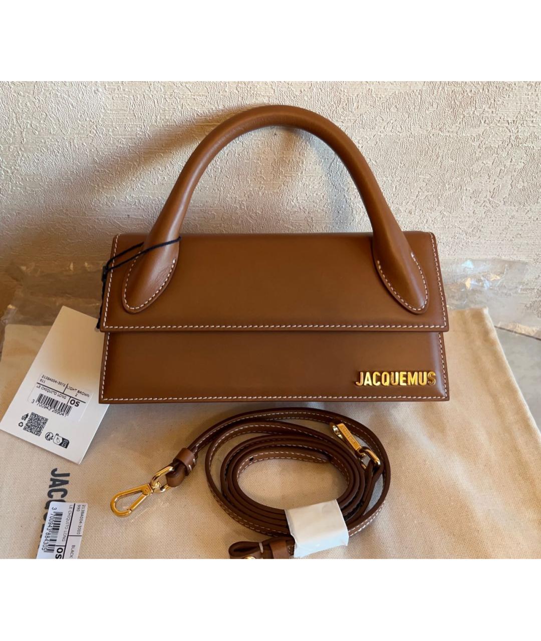 JACQUEMUS Коричневая кожаная сумка через плечо, фото 2