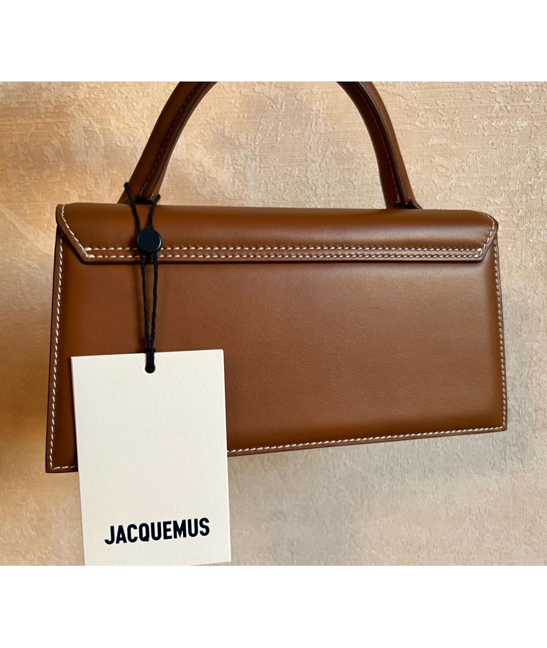 JACQUEMUS Коричневая кожаная сумка через плечо, фото 4