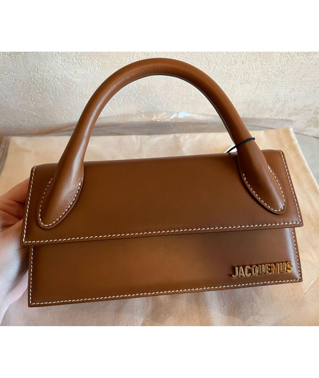 JACQUEMUS Коричневая кожаная сумка через плечо, фото 7