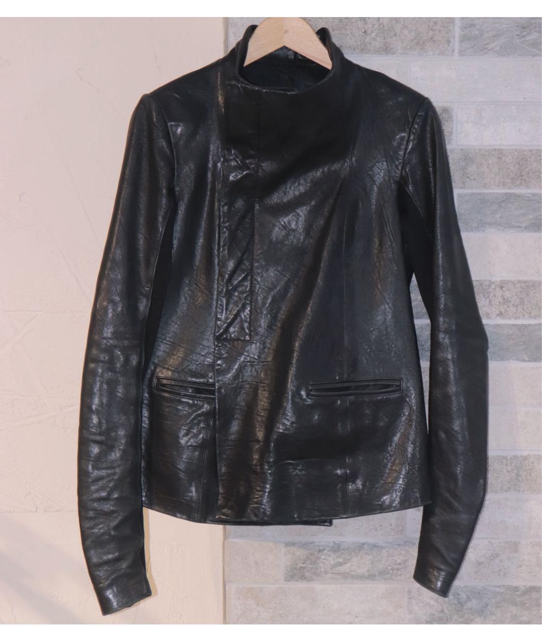 RICK OWENS Черная кожаная куртка, фото 2