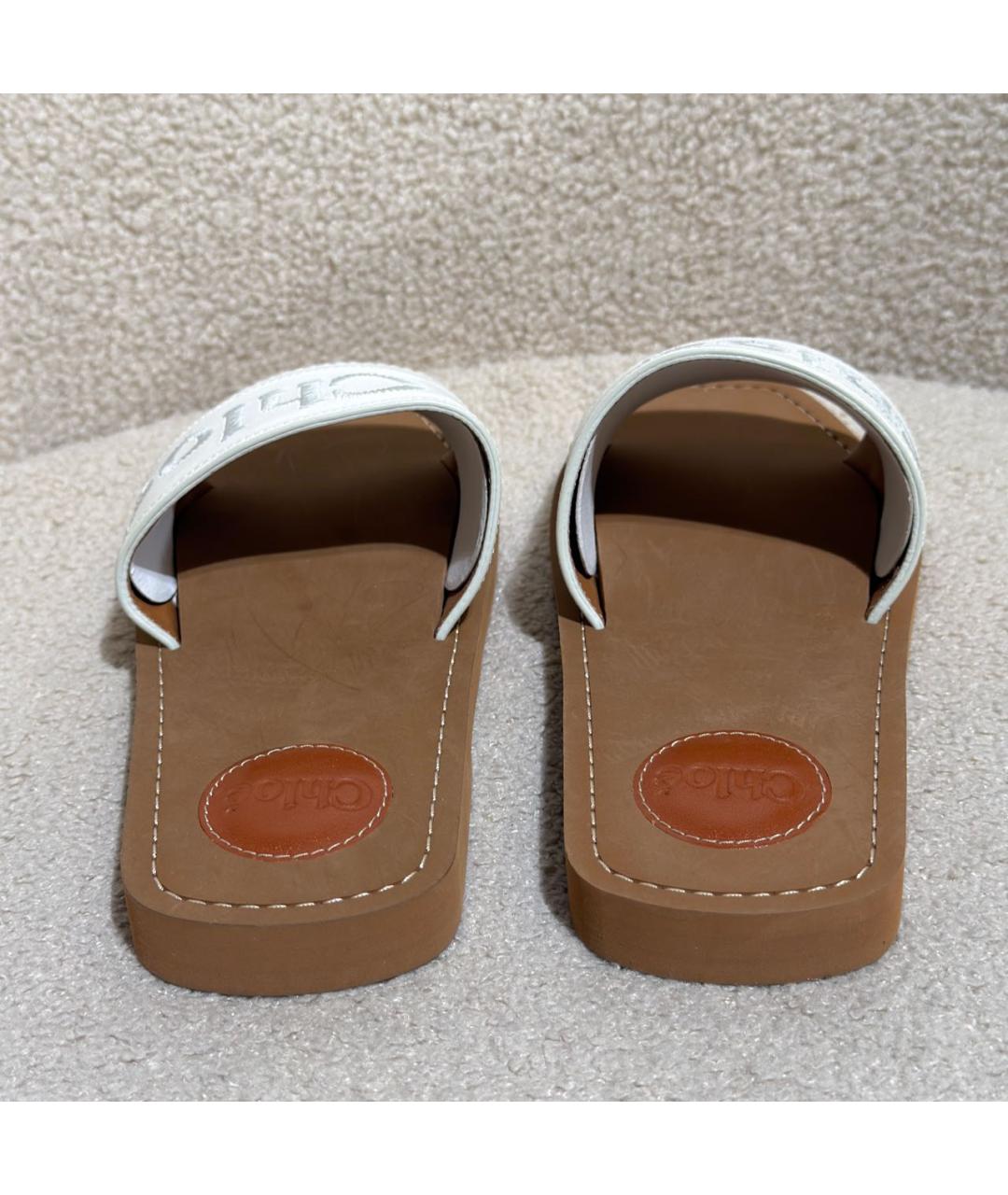 CHLOE Белые кожаные шлепанцы, фото 4