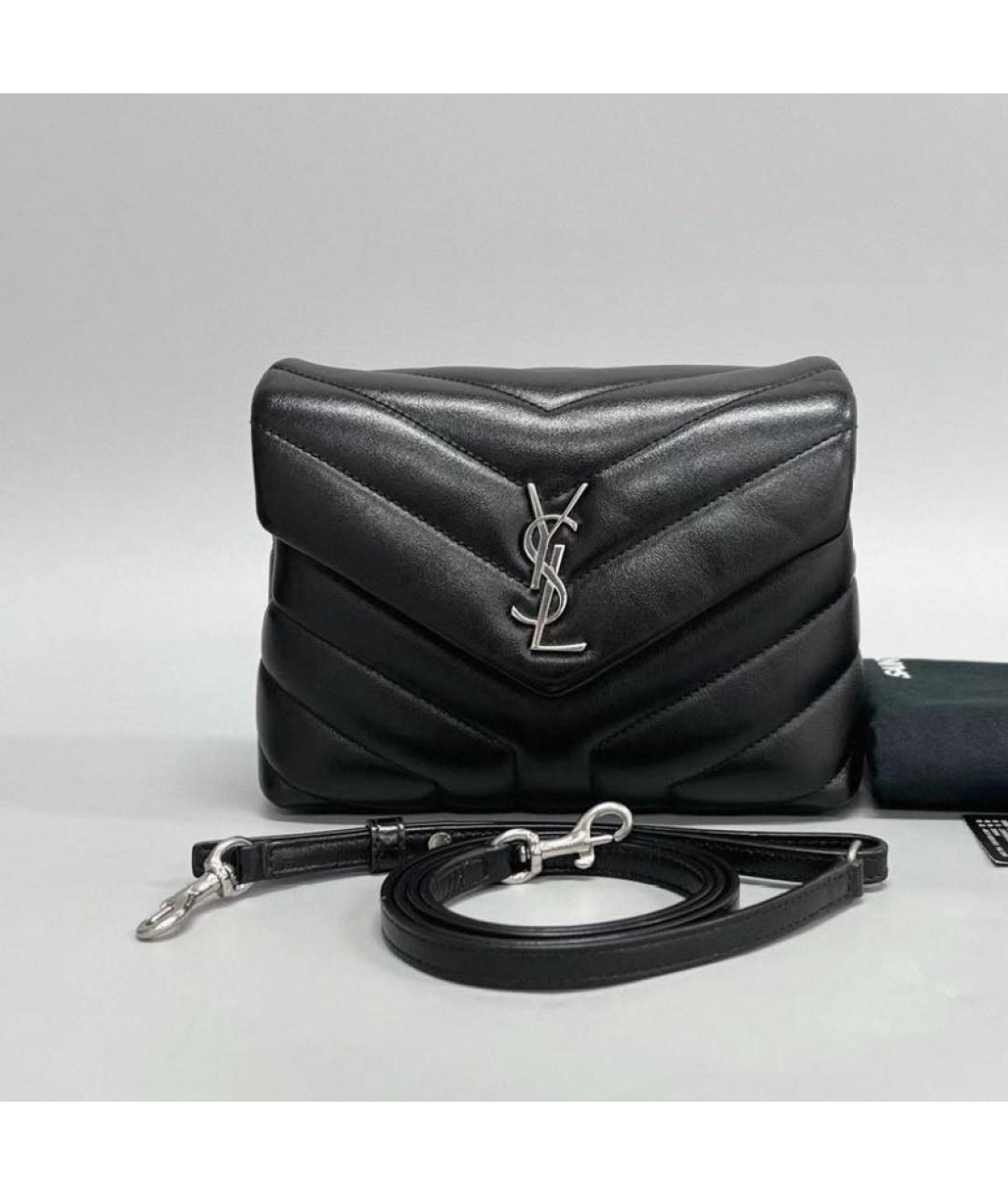 SAINT LAURENT Черная кожаная сумка через плечо, фото 5
