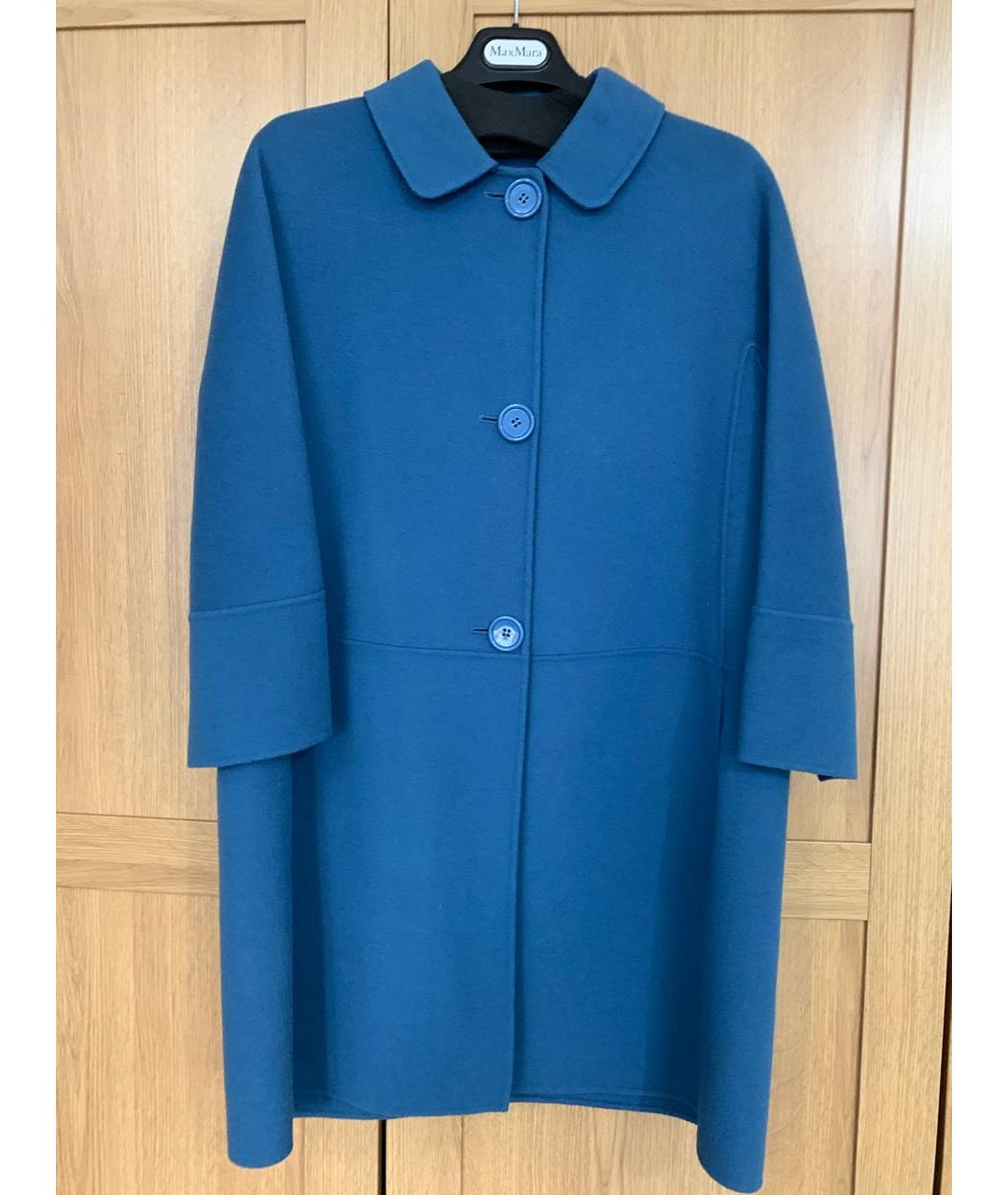 'S MAX MARA Голубое шерстяное пальто, фото 9