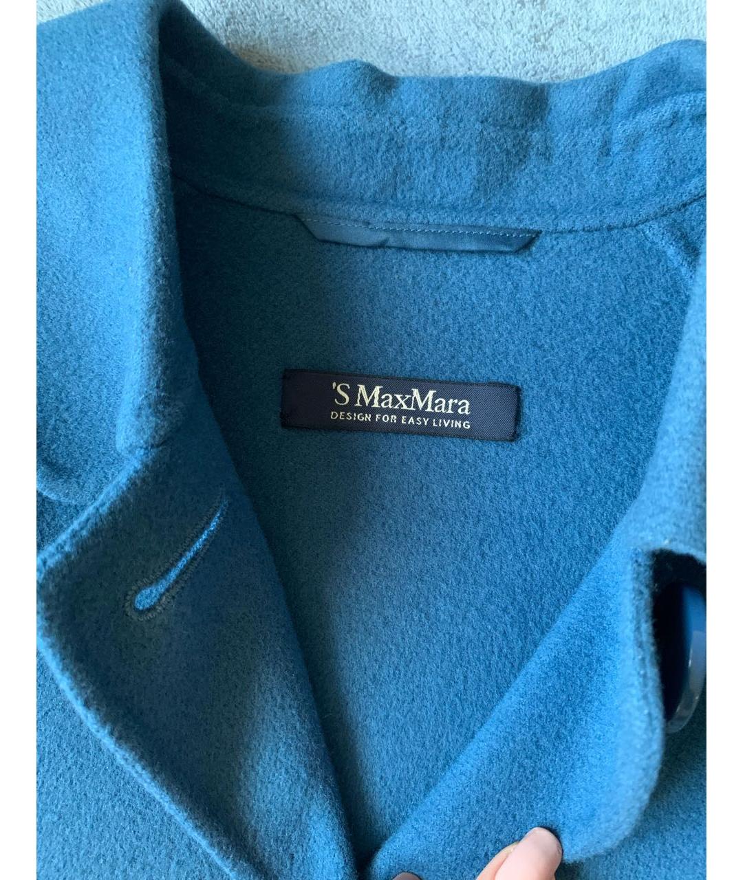 'S MAX MARA Голубое шерстяное пальто, фото 3