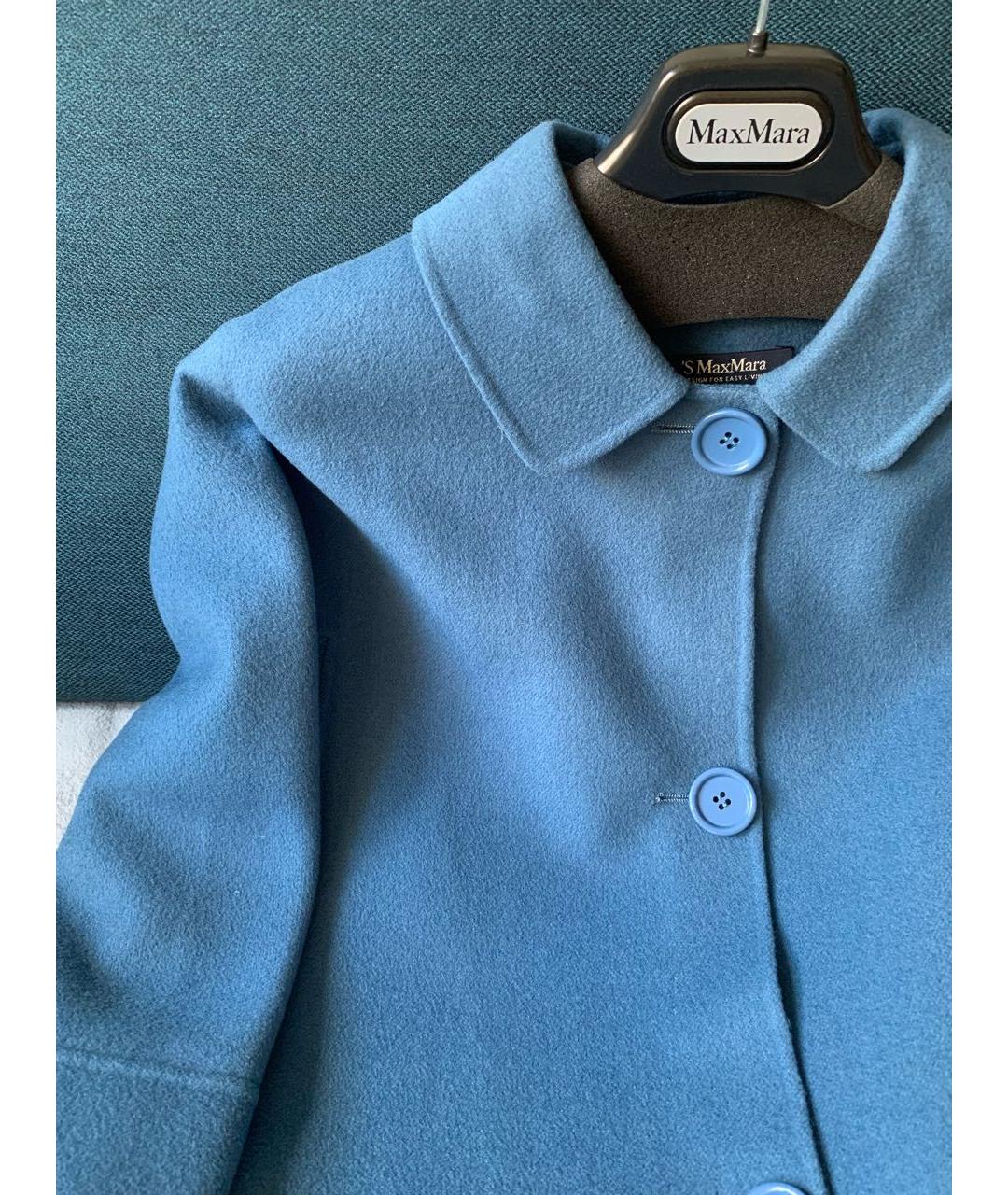 'S MAX MARA Голубое шерстяное пальто, фото 4