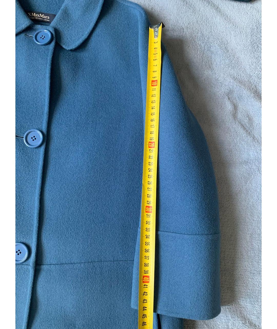 'S MAX MARA Голубое шерстяное пальто, фото 8