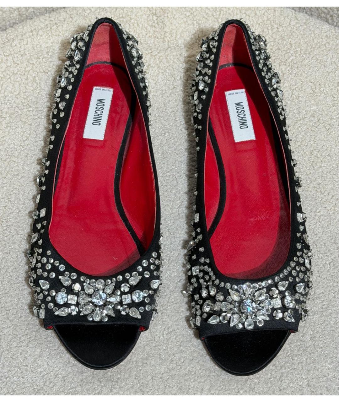 MOSCHINO Черные текстильные балетки, фото 2