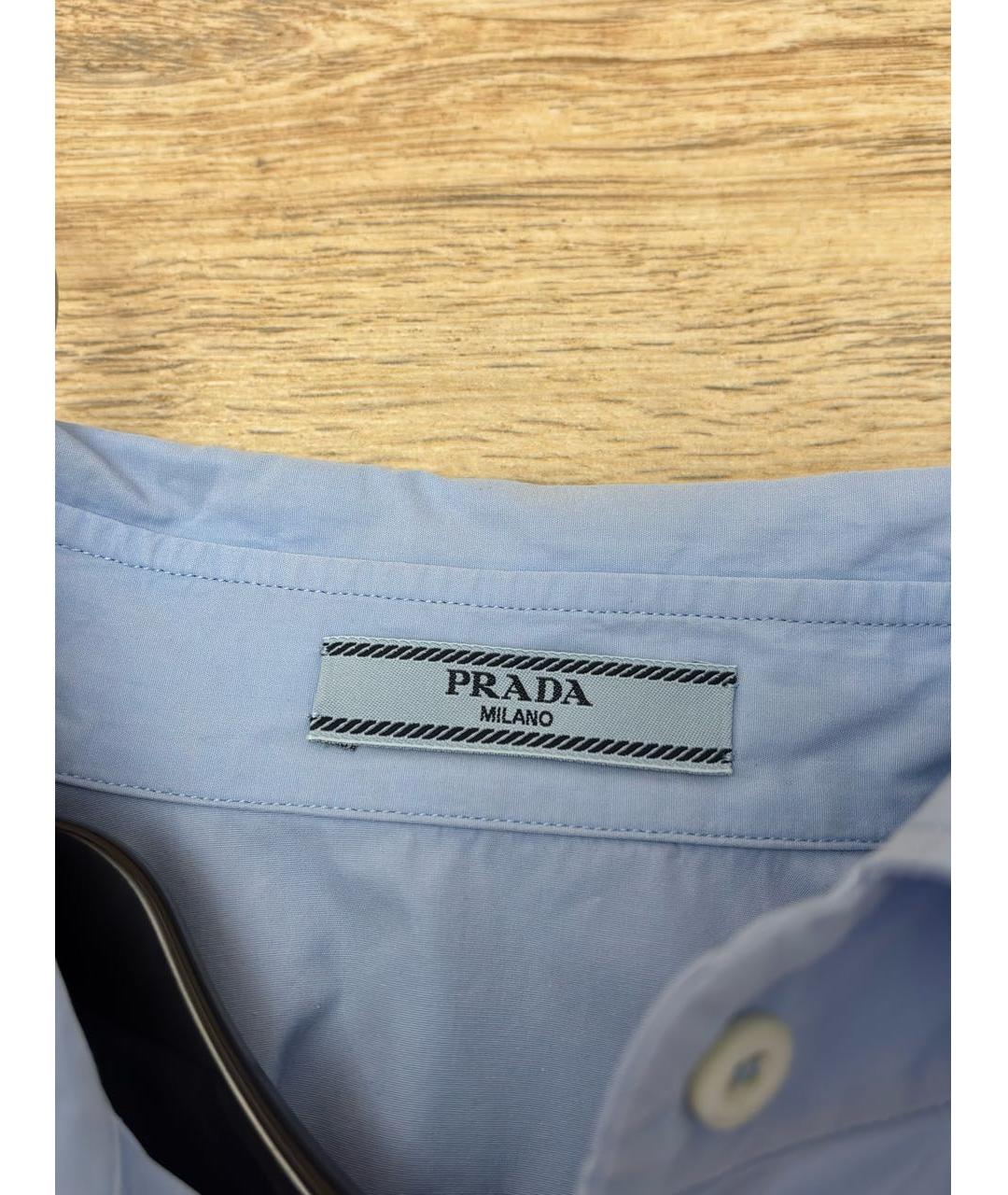 PRADA Голубая хлопковая рубашка, фото 6