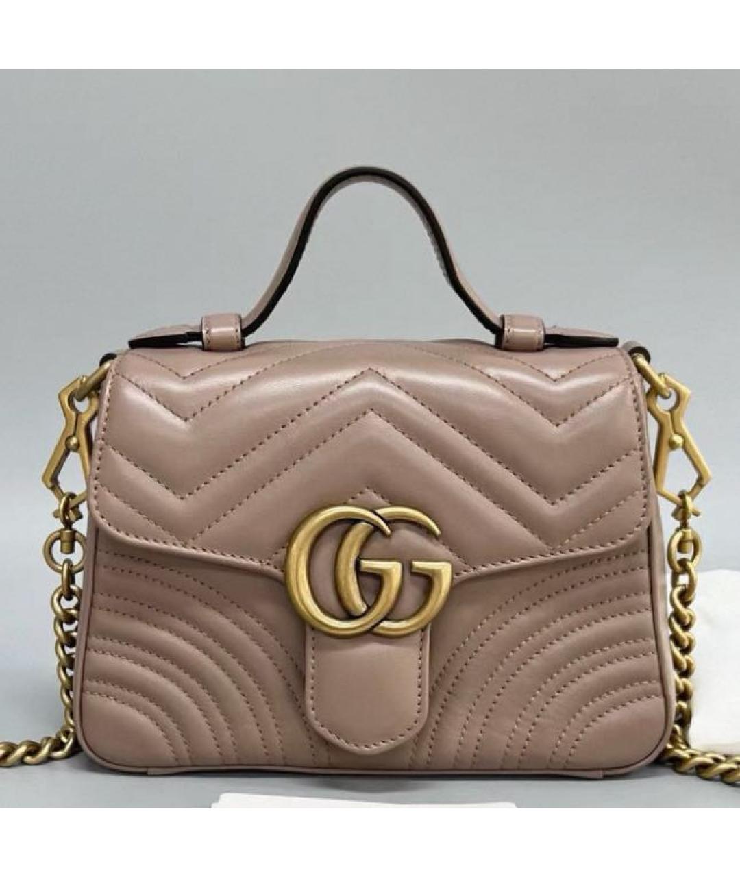 GUCCI Бежевая кожаная сумка через плечо, фото 6