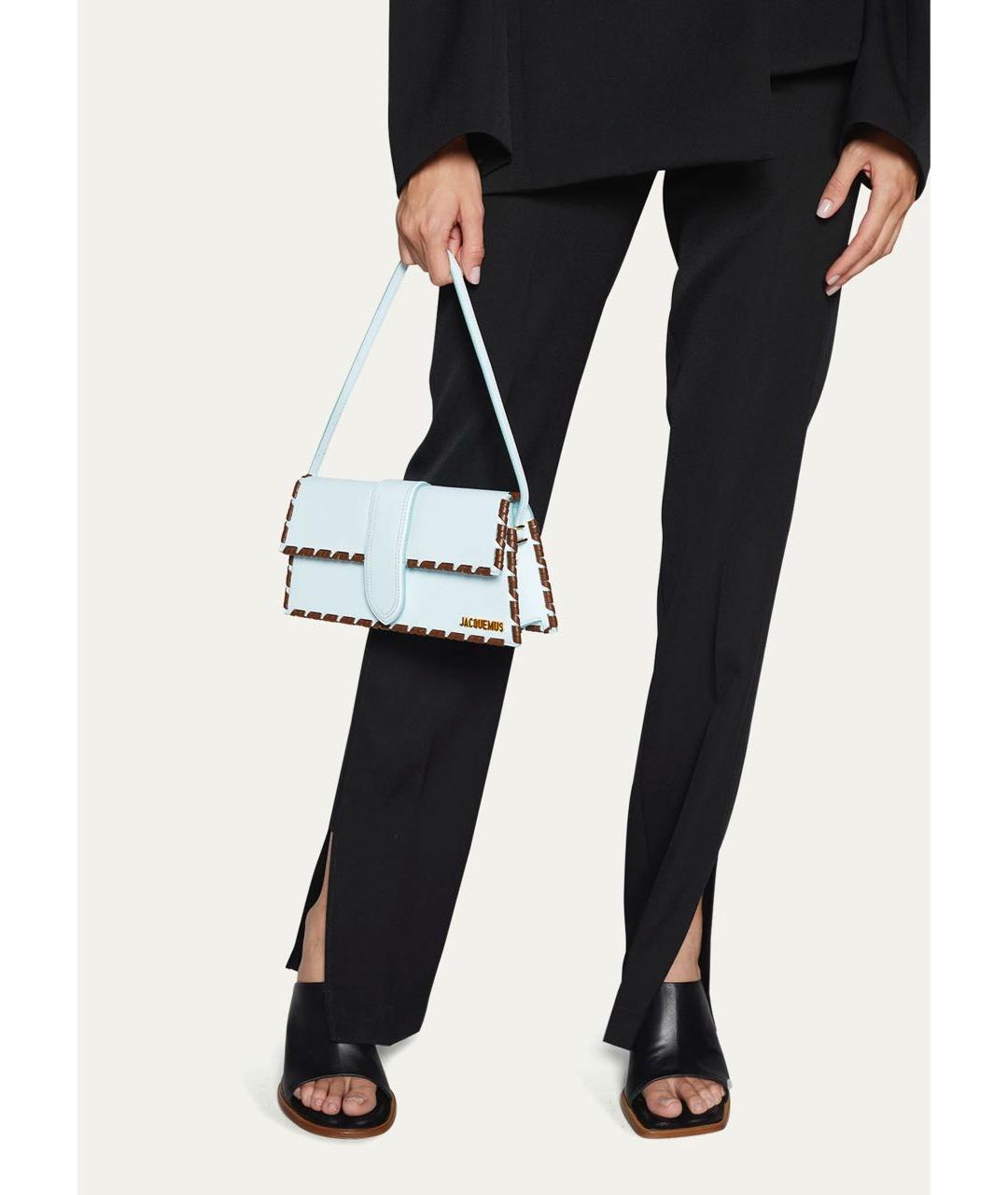 JACQUEMUS Голубая кожаная сумка через плечо, фото 6
