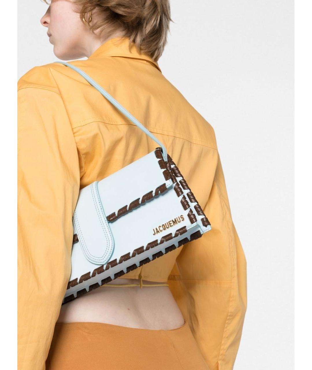 JACQUEMUS Голубая кожаная сумка через плечо, фото 7