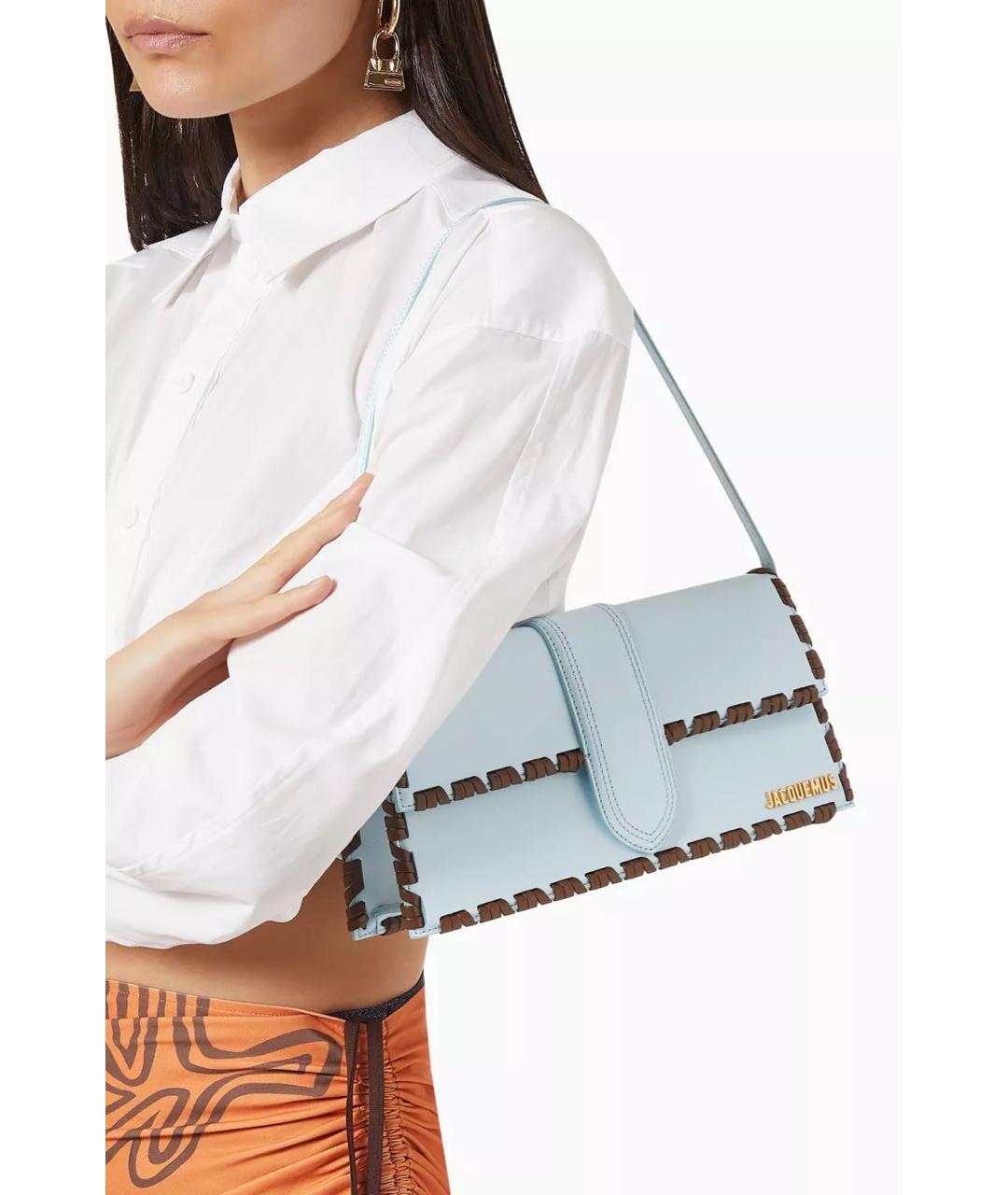 JACQUEMUS Голубая кожаная сумка через плечо, фото 4