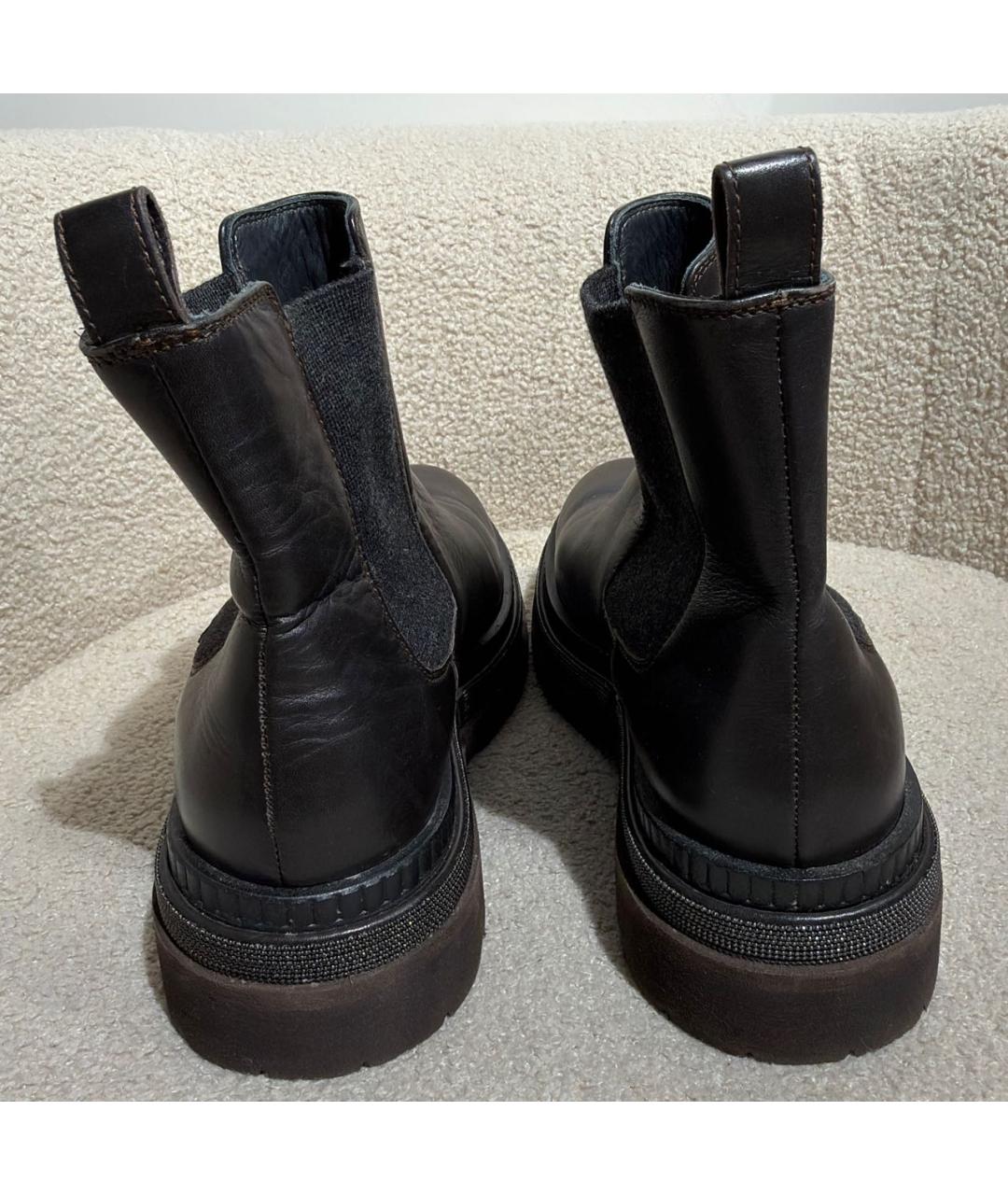 BRUNELLO CUCINELLI Коричневые кожаные ботинки, фото 4