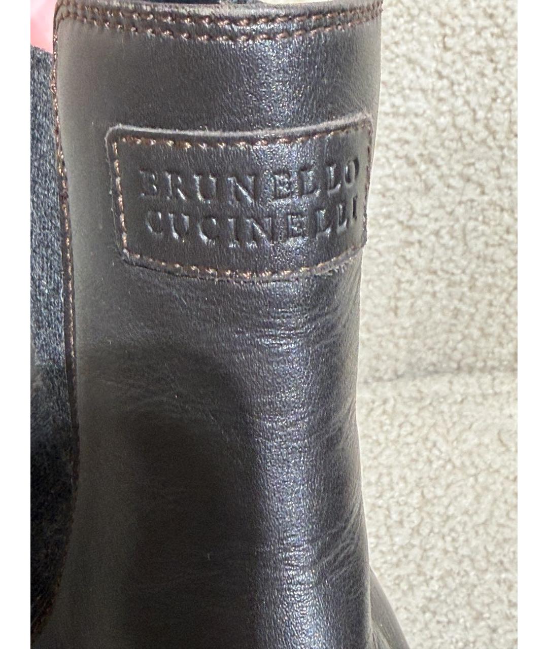 BRUNELLO CUCINELLI Коричневые кожаные ботинки, фото 3