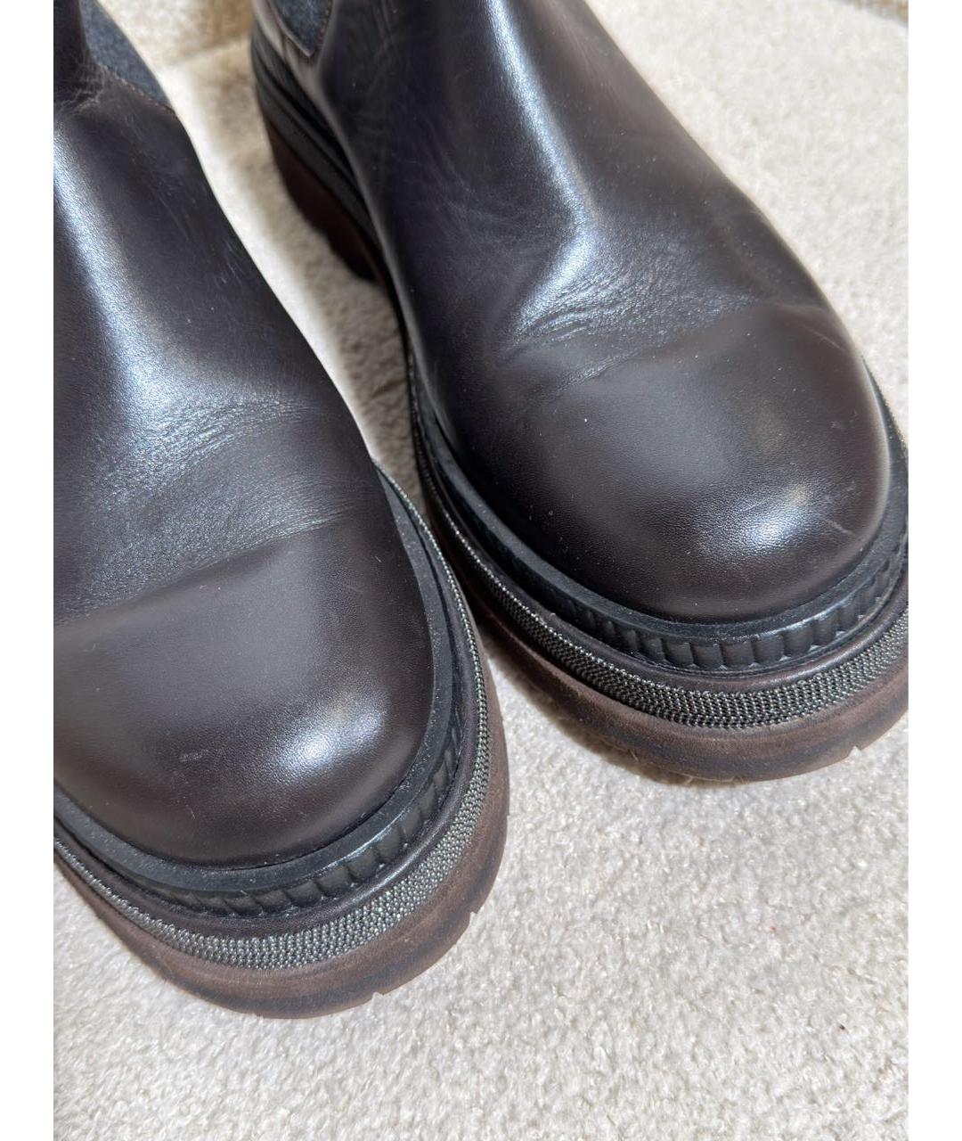 BRUNELLO CUCINELLI Коричневые кожаные ботинки, фото 5