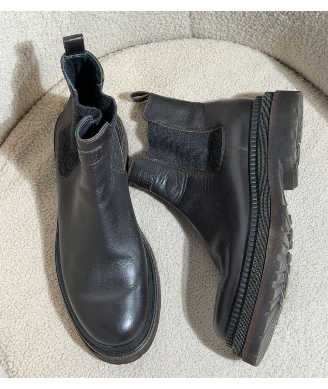 BRUNELLO CUCINELLI Коричневые кожаные ботинки, фото 6