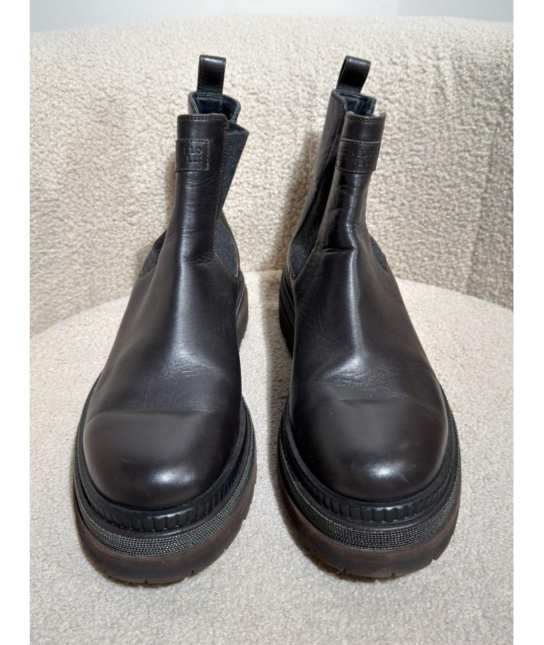 BRUNELLO CUCINELLI Коричневые кожаные ботинки, фото 2