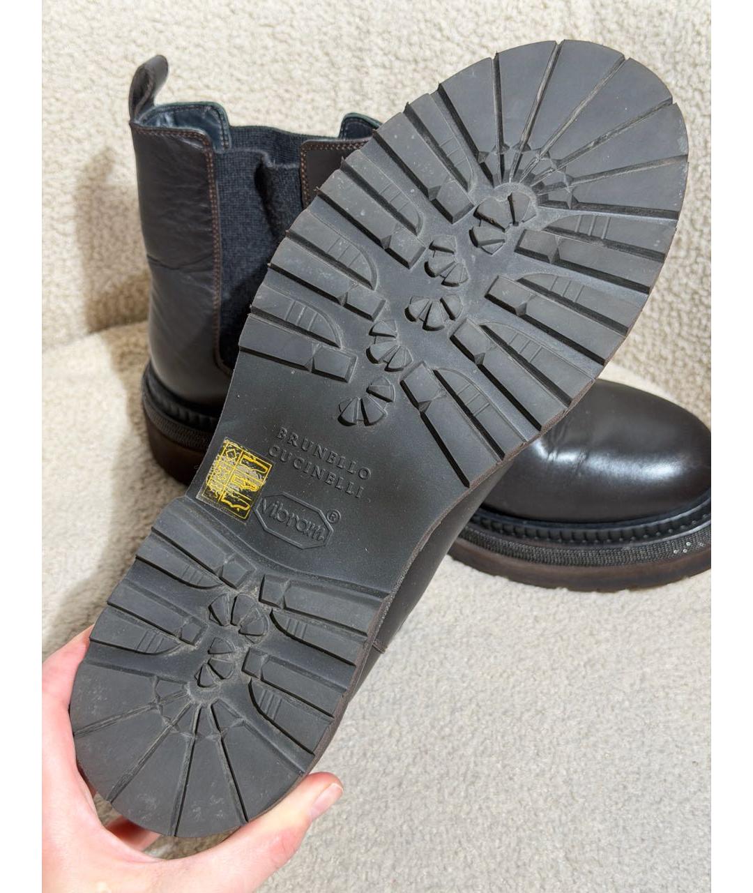 BRUNELLO CUCINELLI Коричневые кожаные ботинки, фото 7