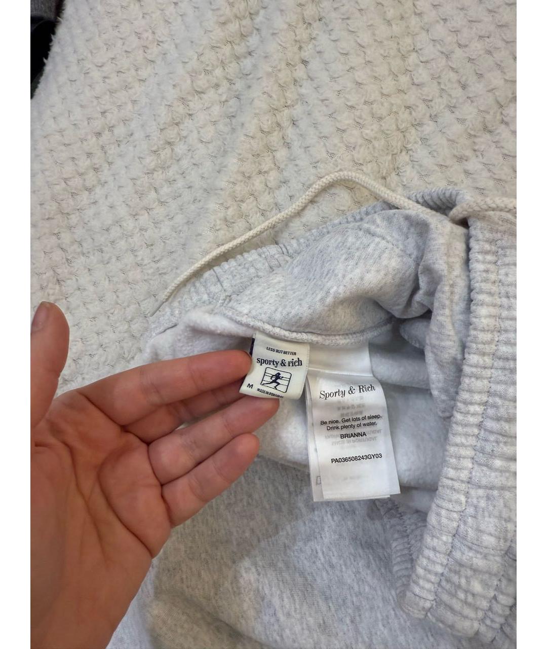 SPORTY AND RICH Серые хлопковые прямые брюки, фото 4