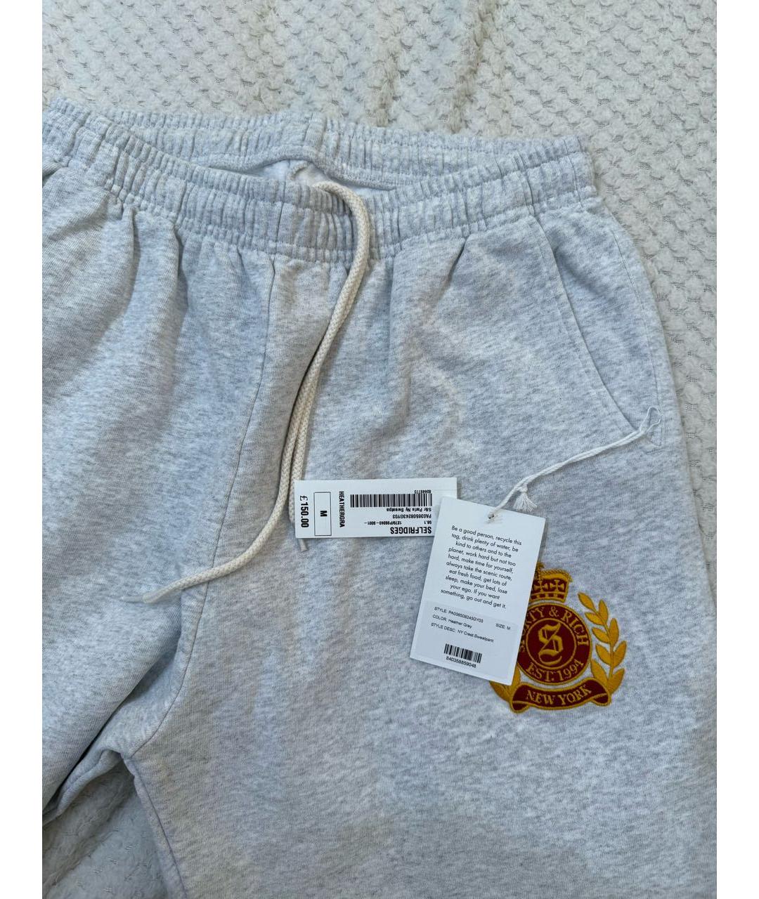 SPORTY AND RICH Серые хлопковые прямые брюки, фото 3