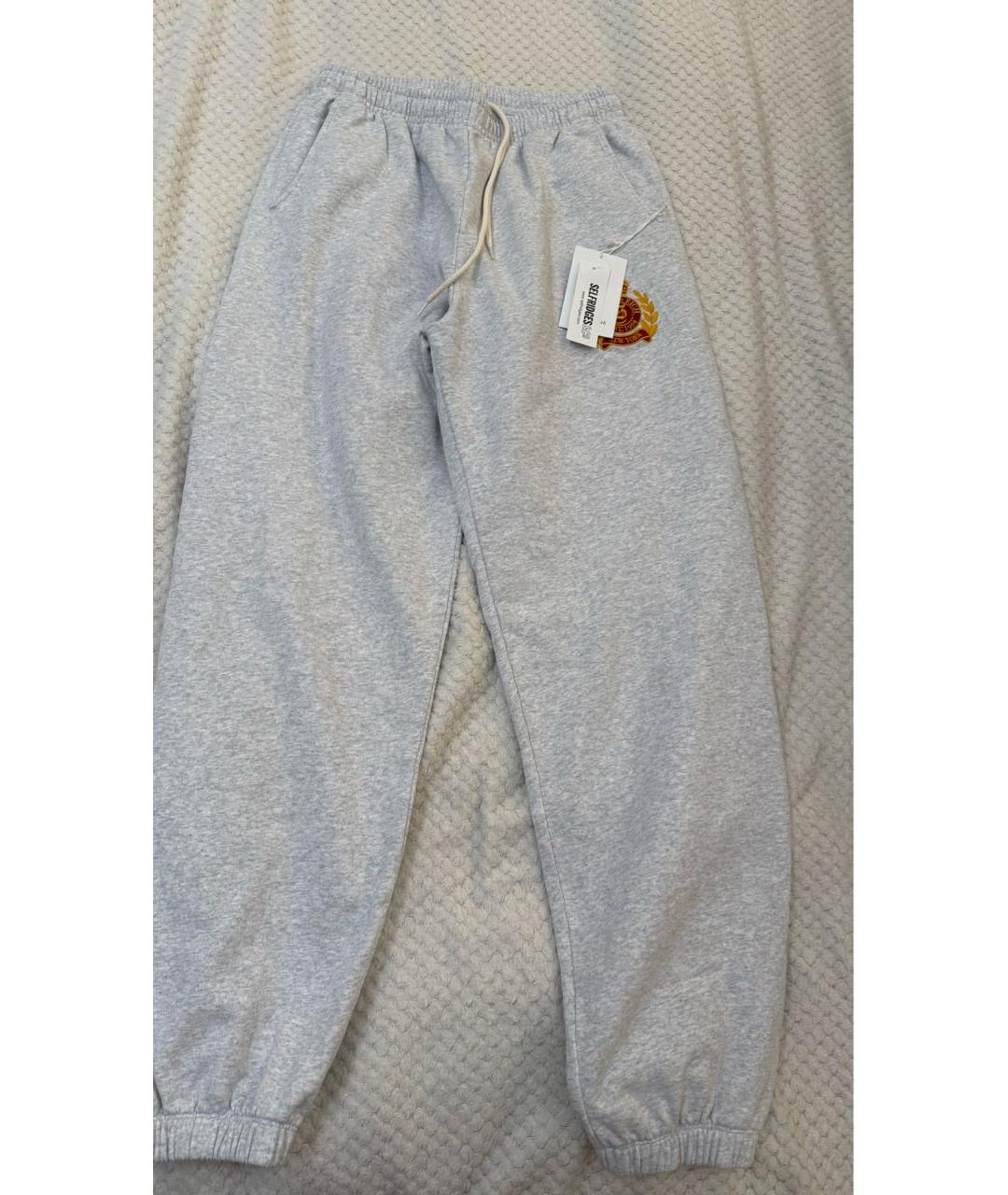 SPORTY AND RICH Серые хлопковые прямые брюки, фото 2