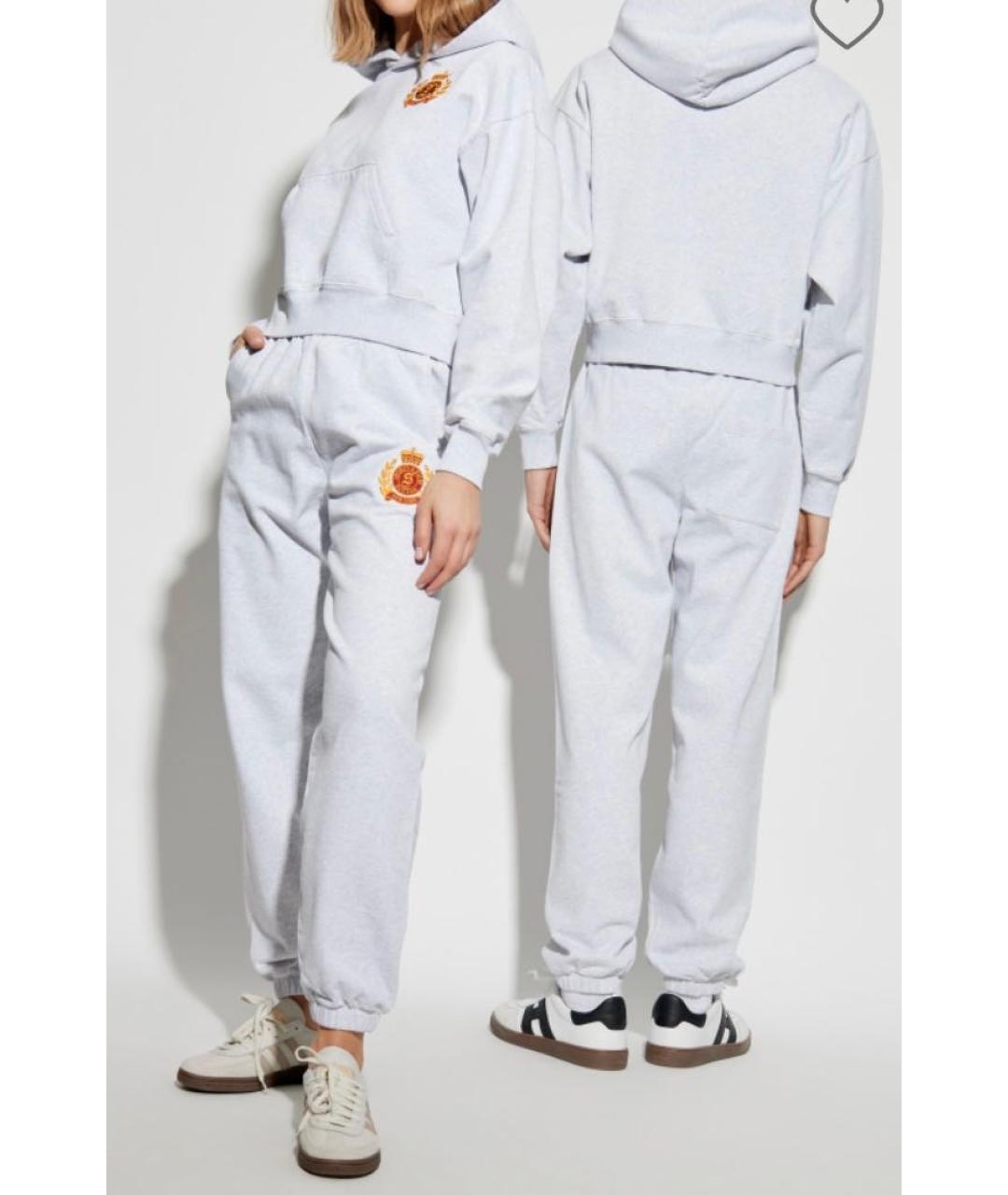 SPORTY AND RICH Серые хлопковые прямые брюки, фото 8