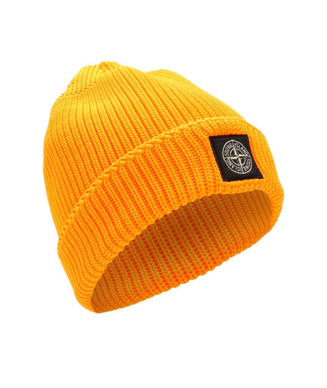 STONE ISLAND Оранжевая синтетическая шапка, фото 2