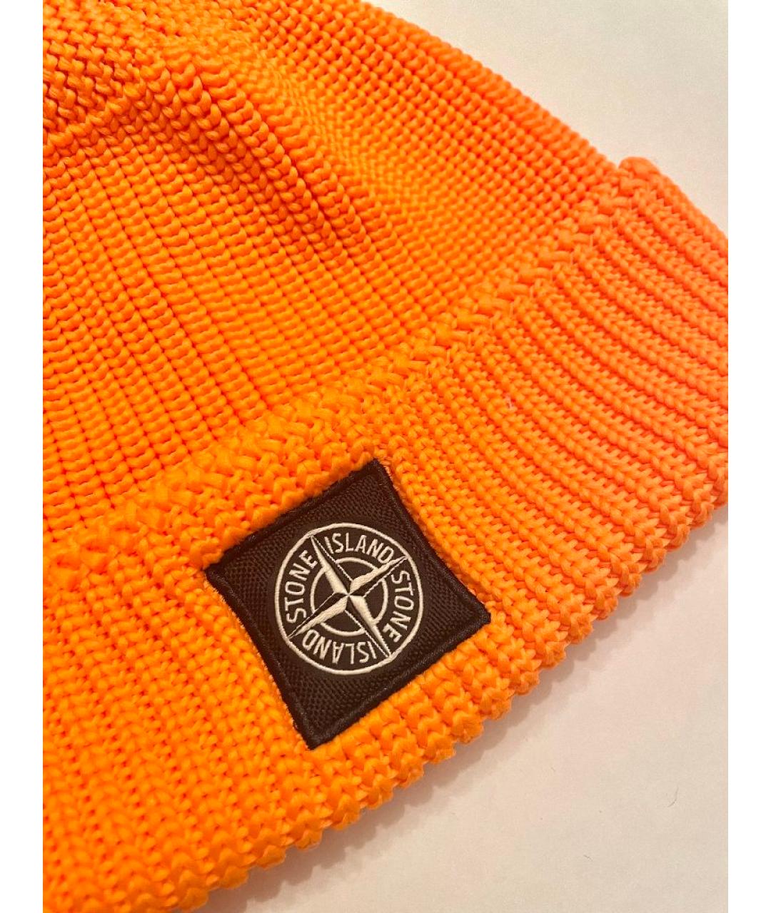 STONE ISLAND Оранжевая синтетическая шапка, фото 3