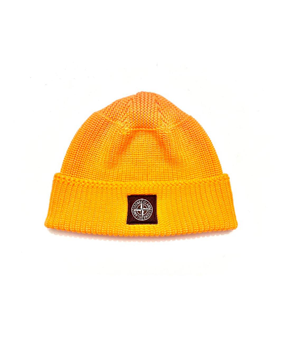 STONE ISLAND Оранжевая синтетическая шапка, фото 1