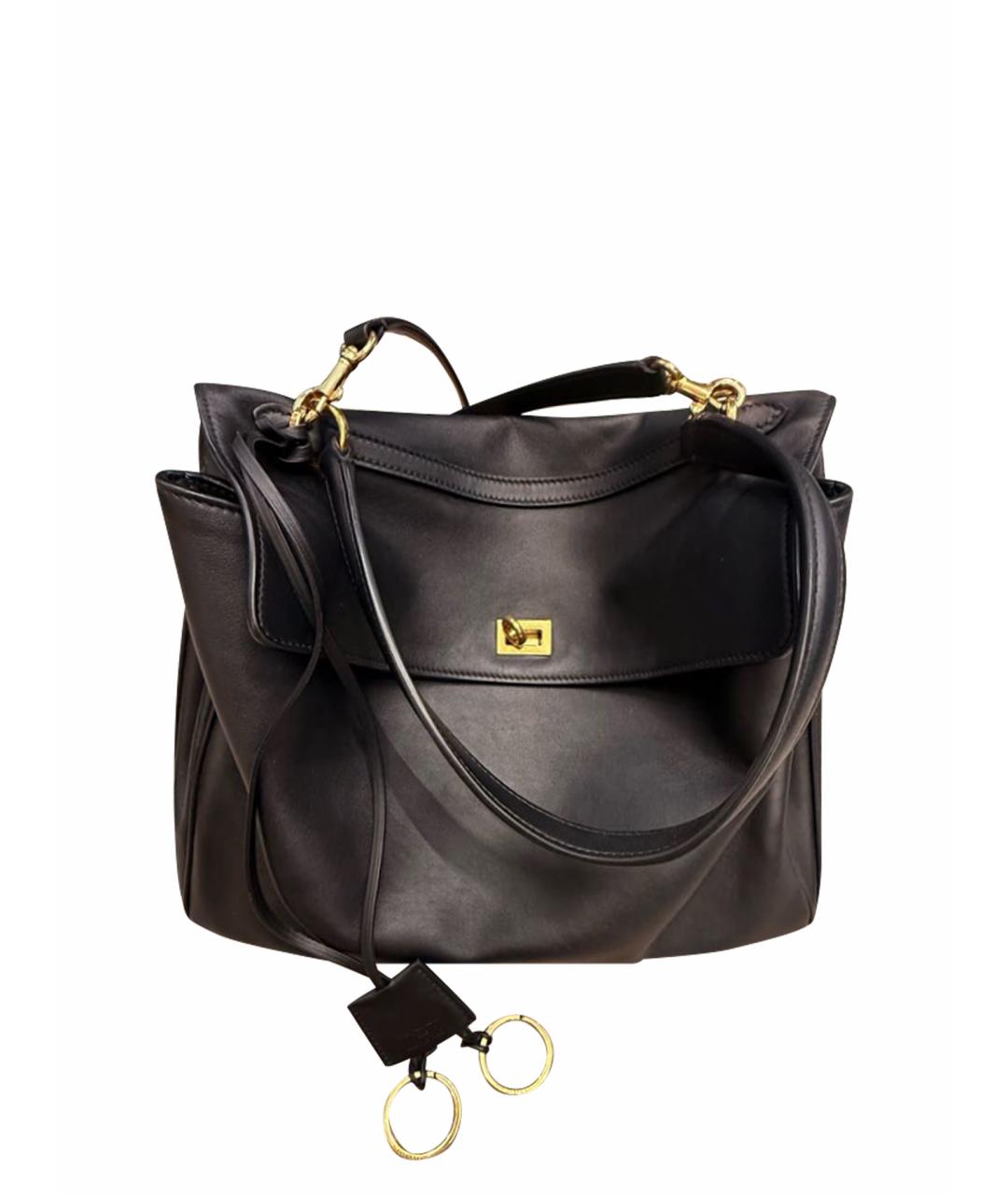 BALENCIAGA Черная кожаная сумка тоут, фото 1