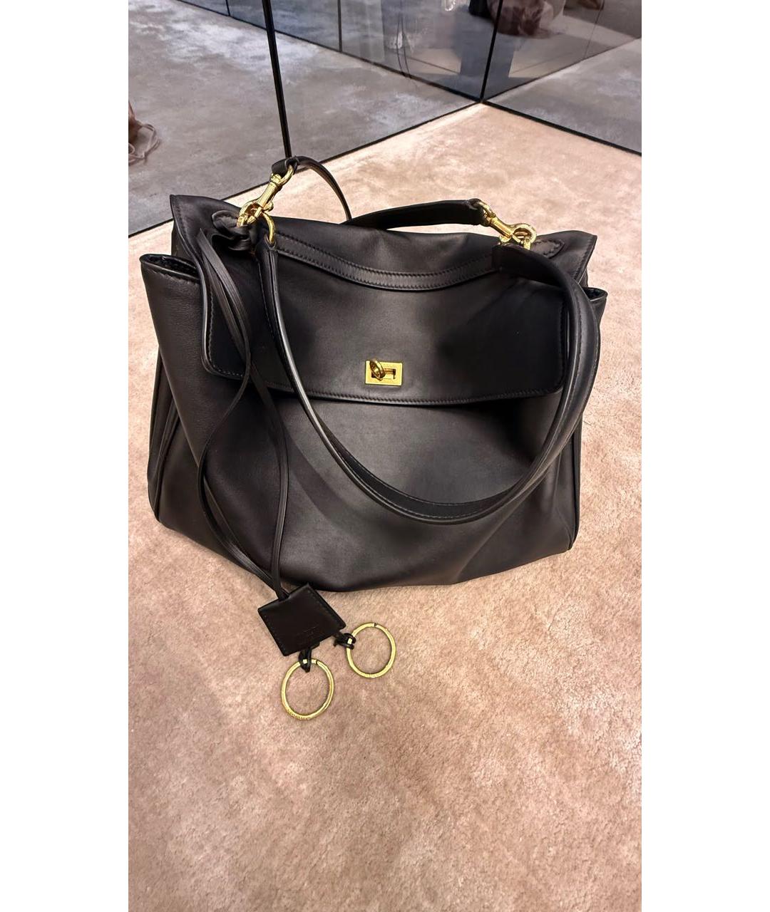 BALENCIAGA Черная кожаная сумка тоут, фото 6