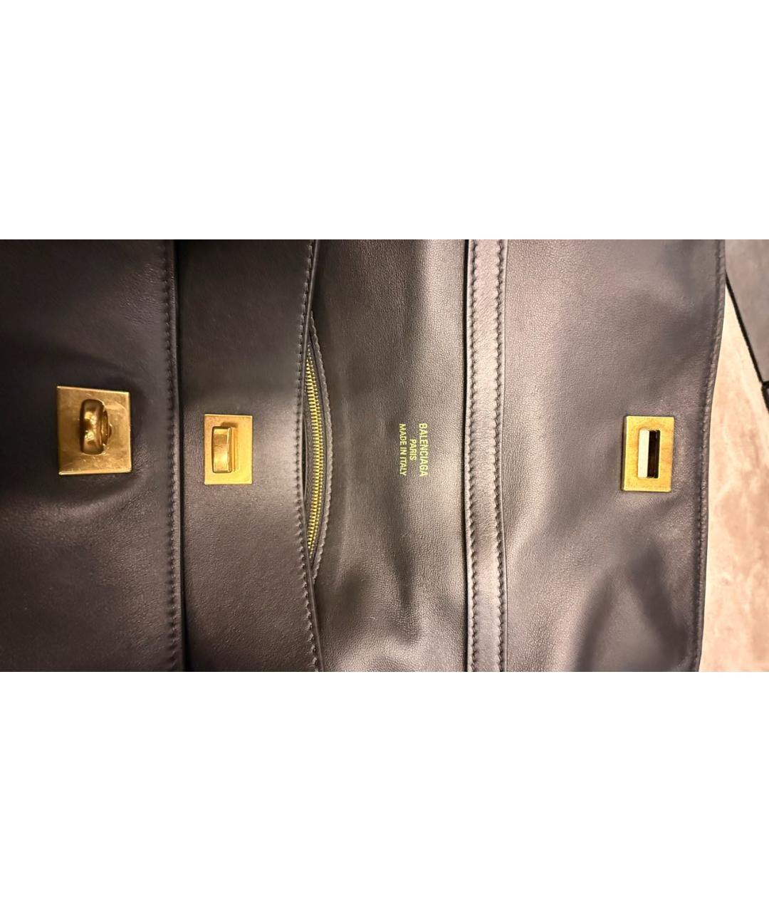 BALENCIAGA Черная кожаная сумка тоут, фото 5