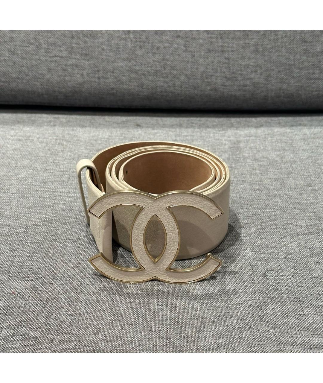 CHANEL Белый кожаный ремень, фото 9