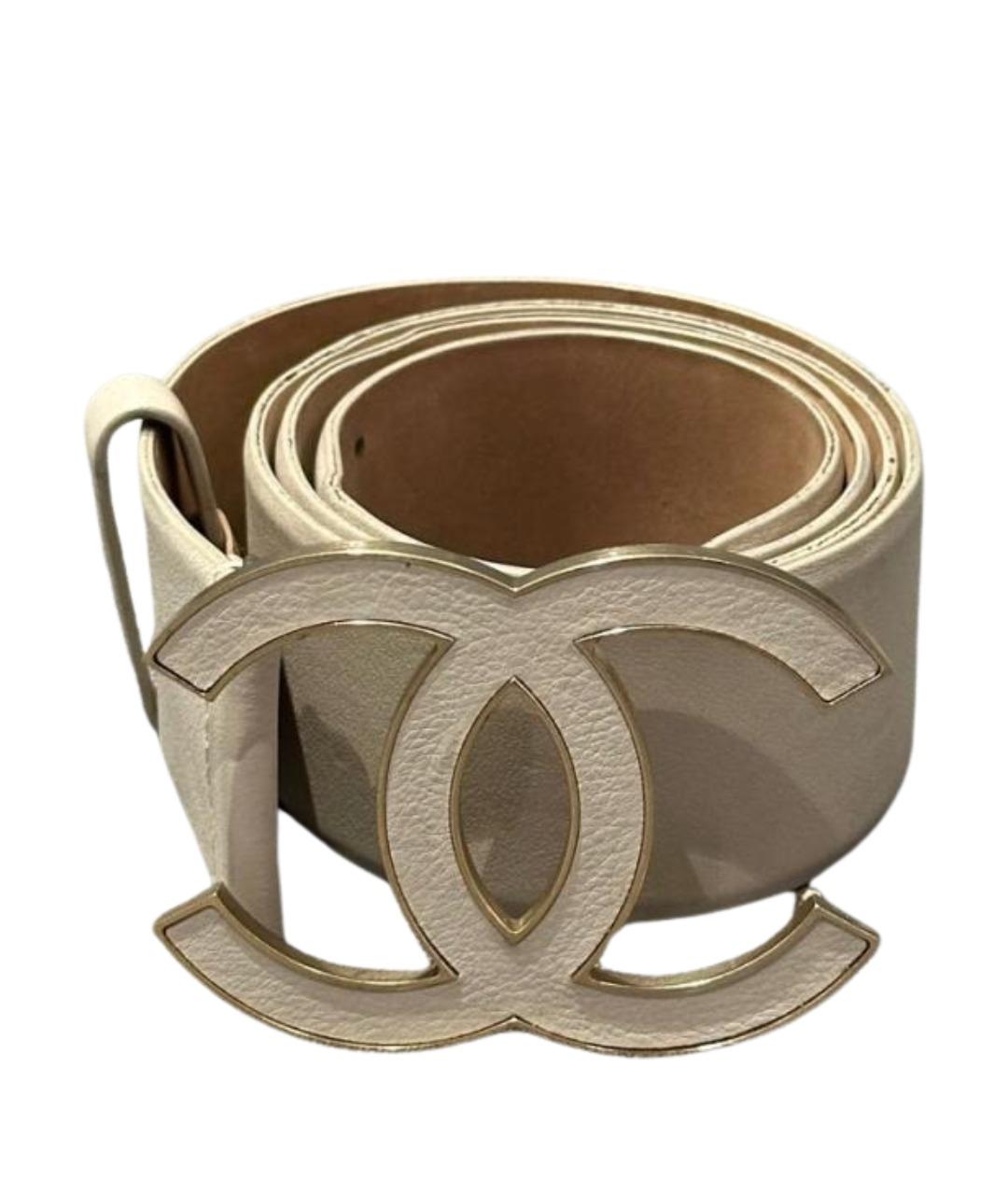 CHANEL Белый кожаный ремень, фото 1