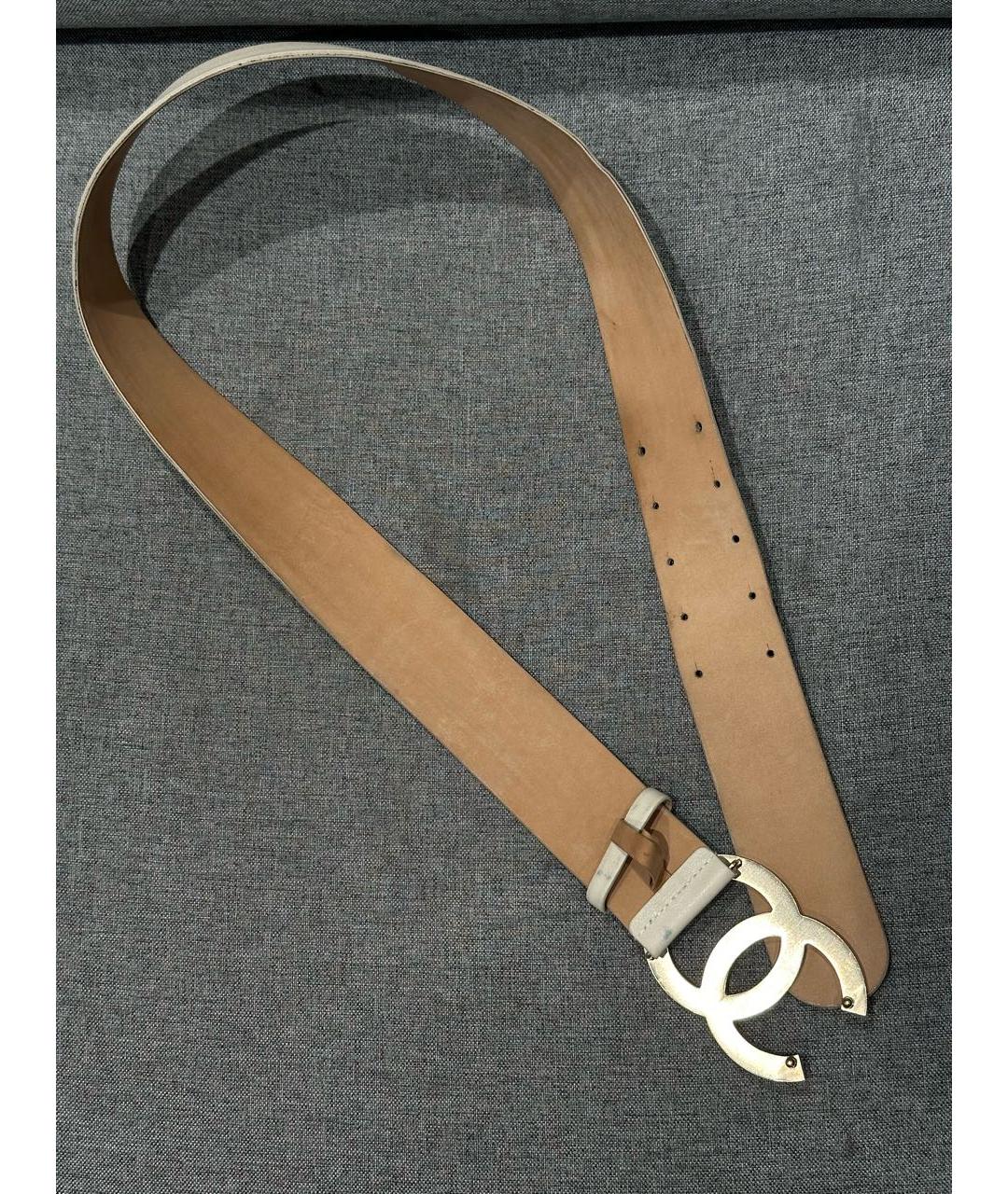 CHANEL Белый кожаный ремень, фото 3