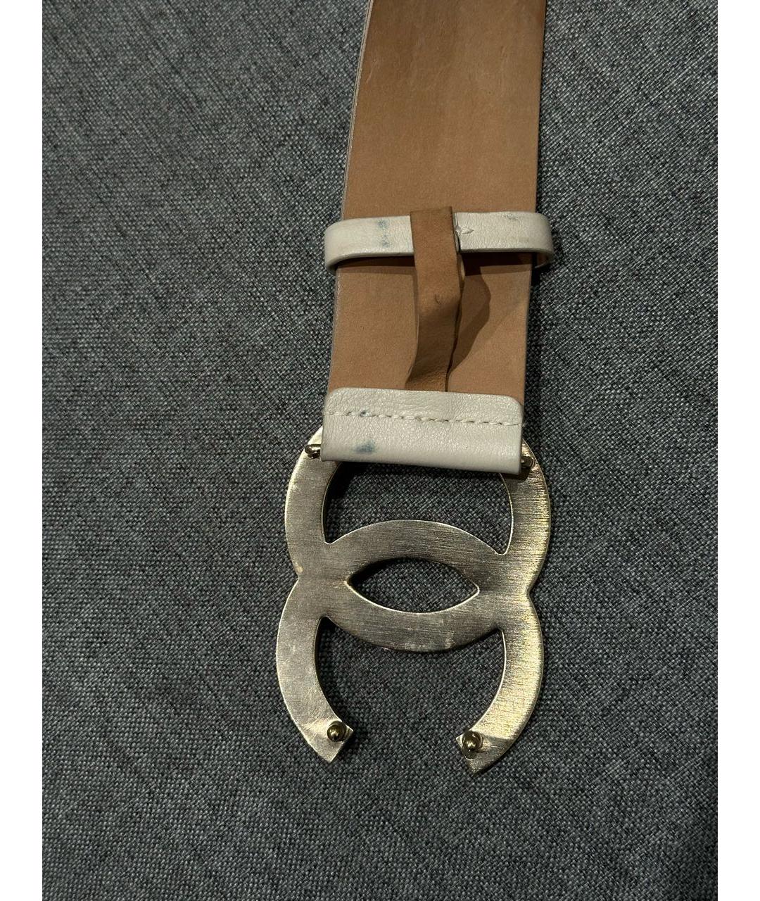 CHANEL Белый кожаный ремень, фото 4