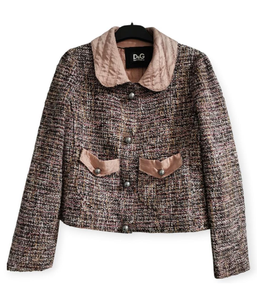 DOLCE&GABBANA Коричневый твидовый жакет/пиджак, фото 1