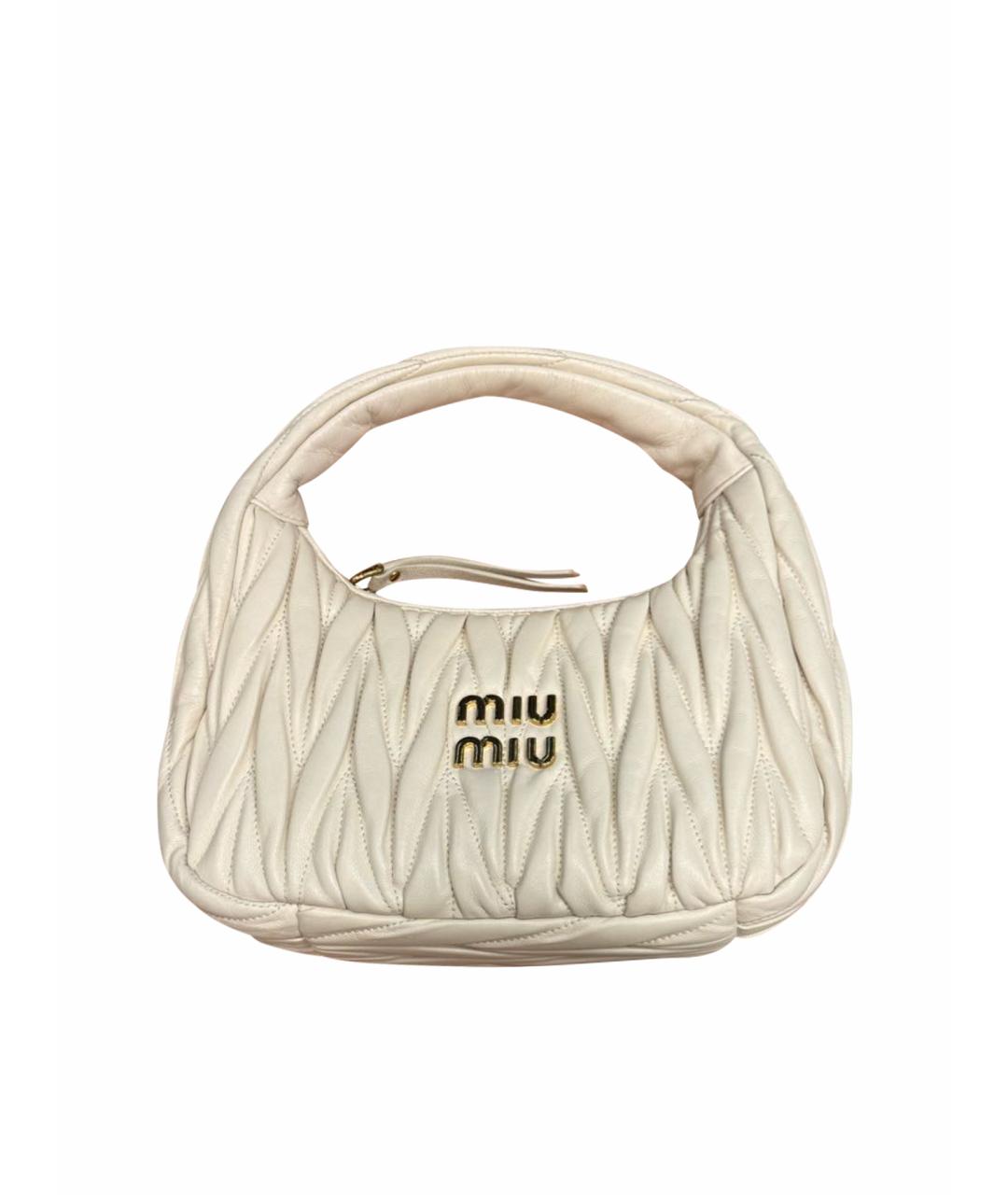MIU MIU Бежевая кожаная сумка с короткими ручками, фото 1
