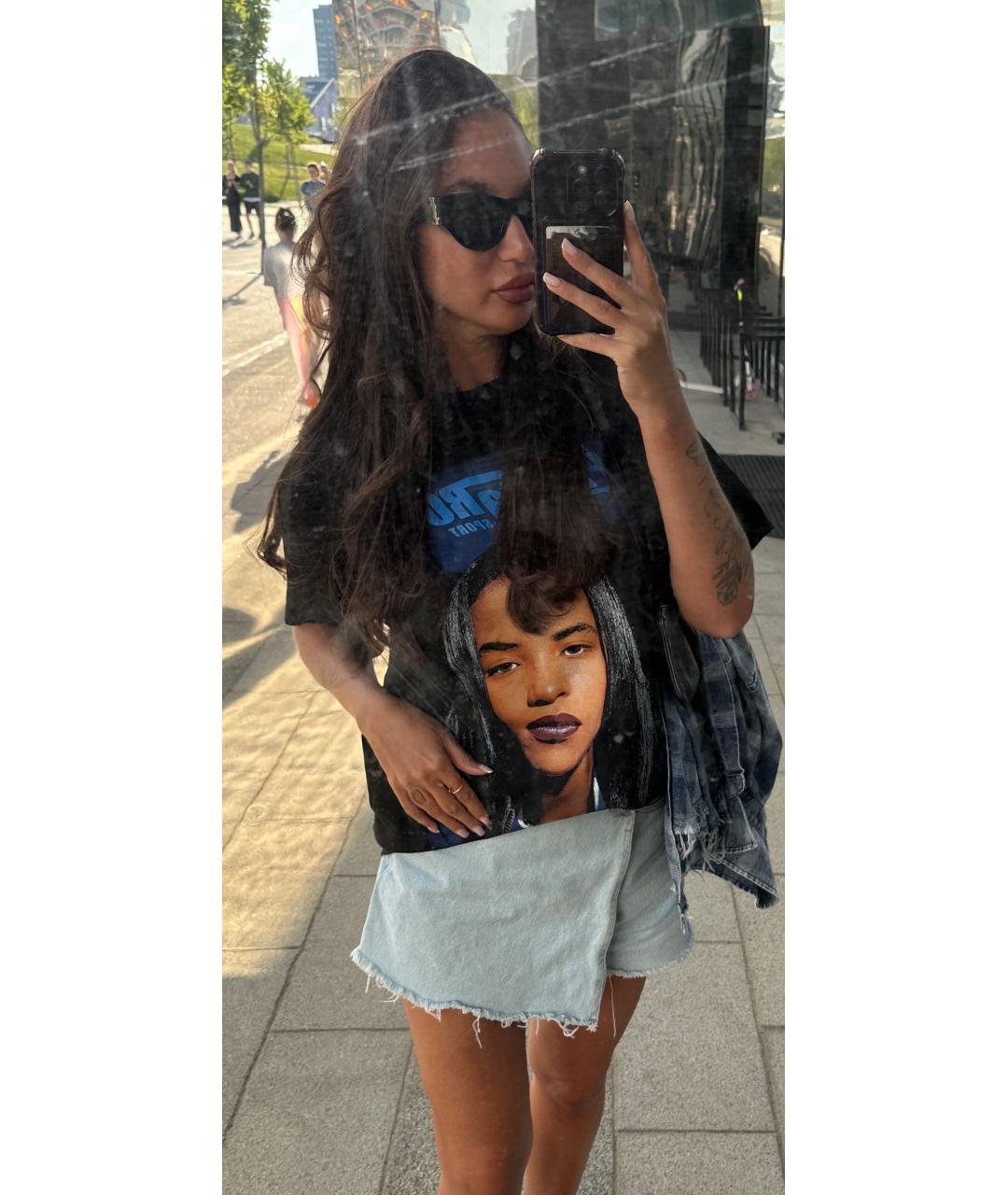 PLANTA ROSA Черная хлопковая футболка, фото 5