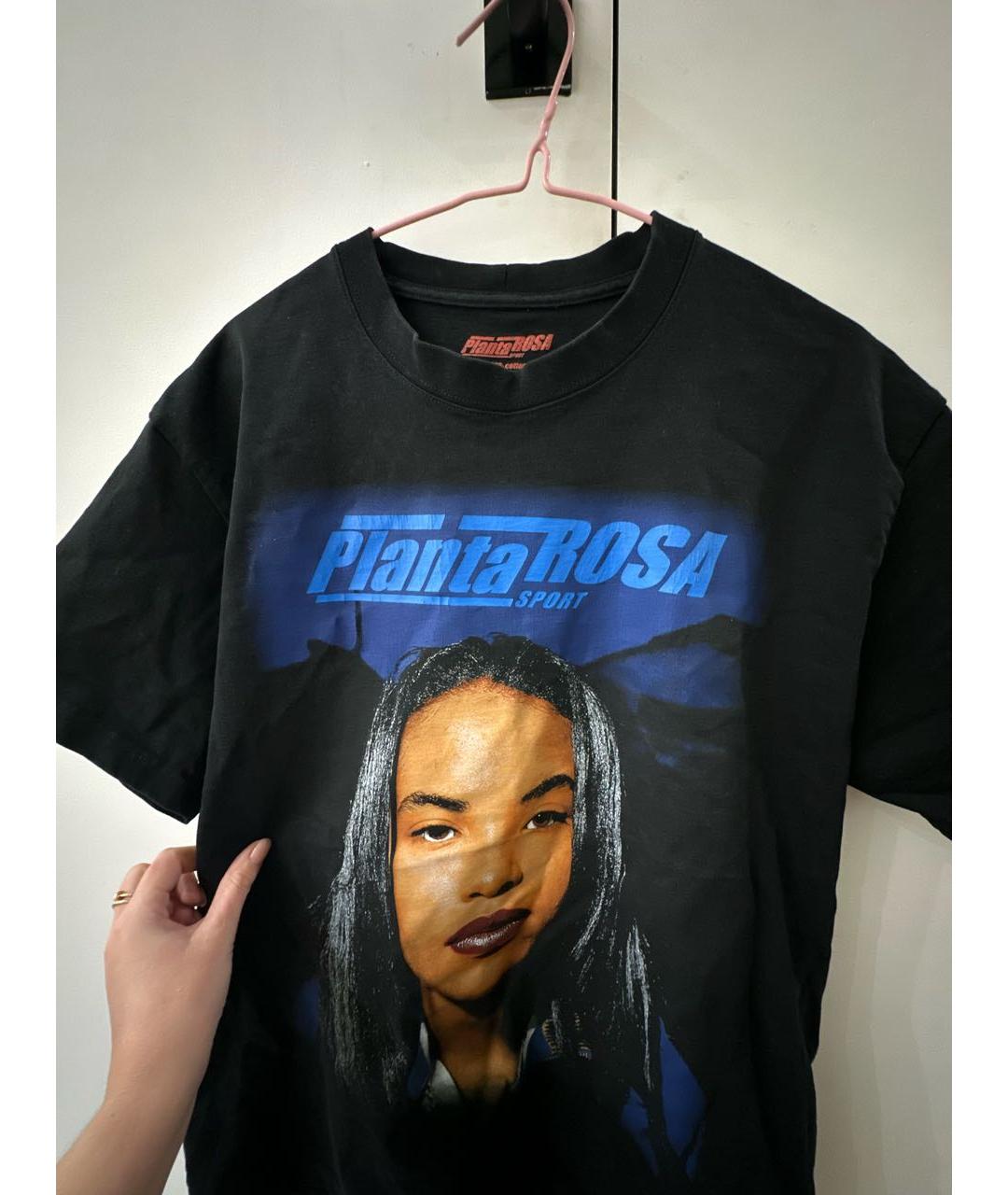 PLANTA ROSA Черная хлопковая футболка, фото 3